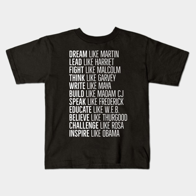 Black Heros, Black History, African American, Civil Rights Leaders Kids T-Shirt by UrbanLifeApparel